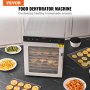 VEVOR 800 W dehydrator stainless steel, 300 x 280 mm 10 pcs. trays 360° dry, dehydrator, 30-90℃ temperature control, 0.5 to 48 hour timer, overheating protection, recipe booklet for meat, fruit, vegetables