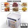 VEVOR 800 W dehydrator stainless steel, 300 x 280 mm 10 pcs. trays 360° dry, dehydrator, 30-90℃ temperature control, 0.5 to 48 hour timer, overheating protection, recipe booklet for meat, fruit, vegetables