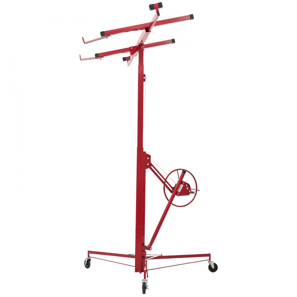 VEVOR paneelheffer tot max. 68 kg, hoogte 3353 mm, gipsplaatheffer met verstelbare telescopische arm, gipsplaatheffer, paneelheffer, hijsapparatuur, gereedschap, voor plafond- en wandmontage (rood)