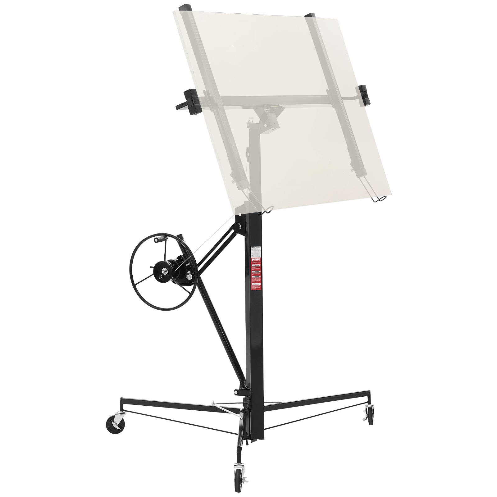 VEVOR Gipsplaatlifter met verstelbare telescopische arm, 68 kg draagvermogen, 3353 mm hoogte, gipsplaatlifter, paneellifter, takel, gereedschap, voor plafond- en wandmontage (zwart)