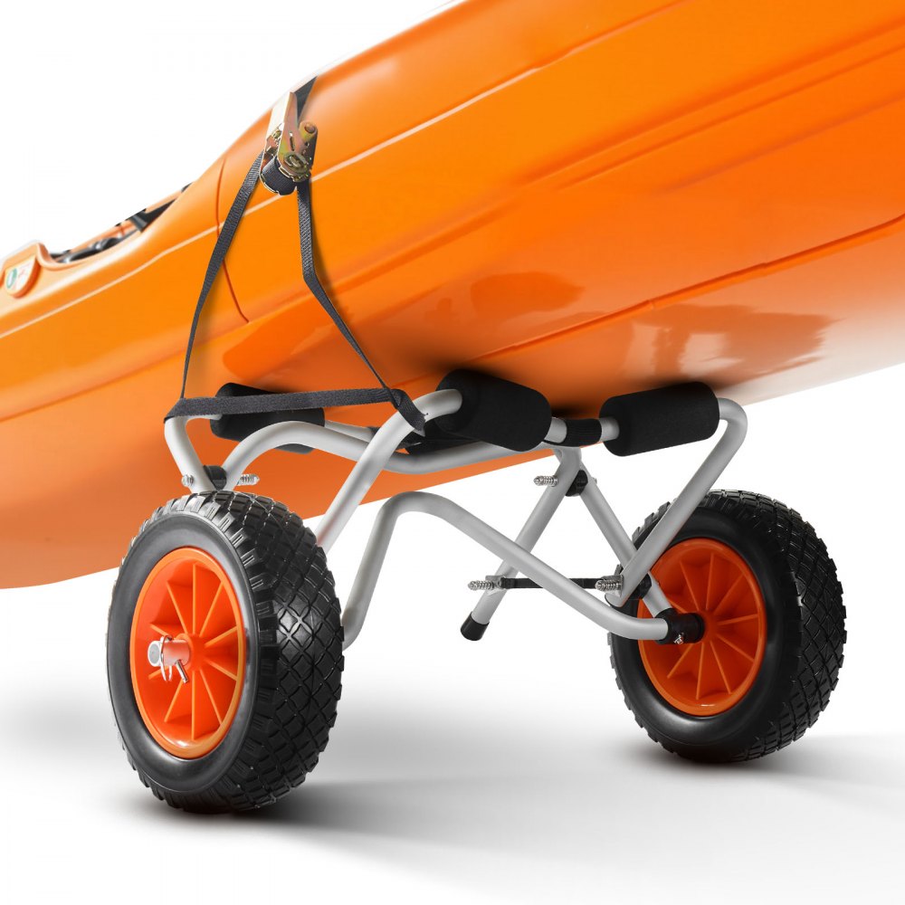 VEVOR Kajak Trolley, 113 kg, Opvouwbare kano-trolley met 25,4 cm massieve rubberen banden en 1 ratelband, Boot-trolley voor het vervoeren van kajaks, kano's, paddleboards, Jon Boats, watersportuitrusting, 70x40x40cm