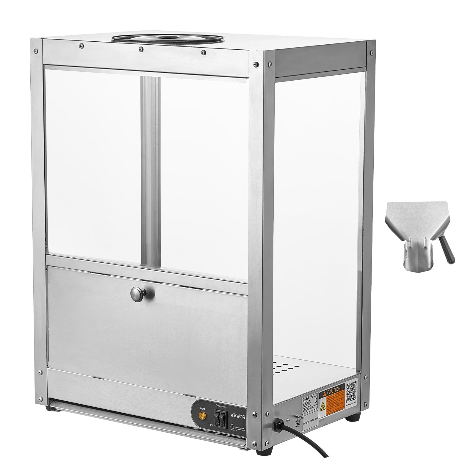 VEVOR Commerciële Nacho Machine 80 L, Elektrische Chip Warmer 300 W met Verwarmingsplaat, Warmtelamp & Deflectorplaat, Roestvrijstalen Nacho Chip Warmer voor Popcorn, Aardappelchips en Pindachips