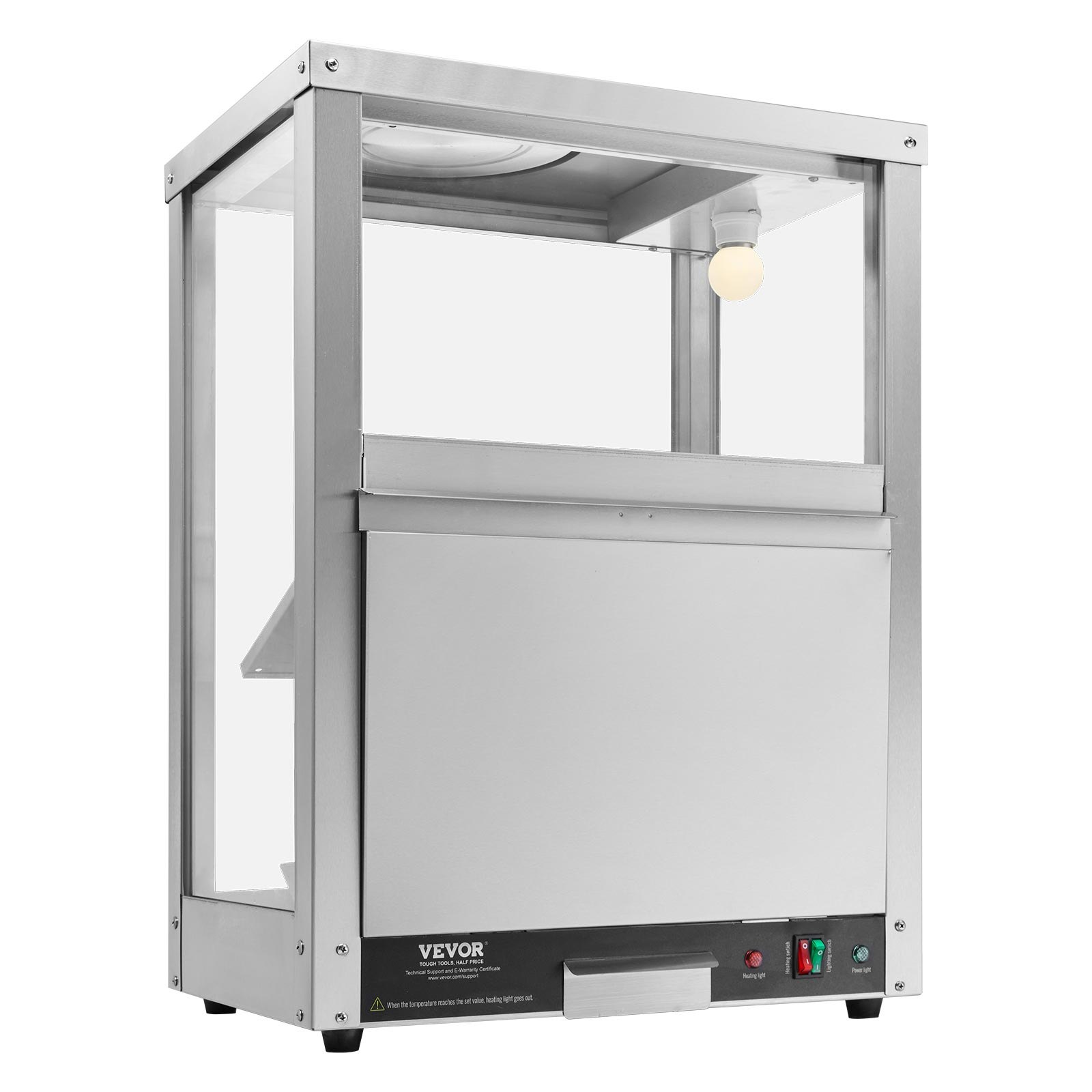 VEVOR Commerciële Nacho Machine 80 L, Elektrische Chip Warmer 300 W met Verwarmingsplaat, Warmtelamp & Deflectorplaat, Roestvrijstalen Nacho Chip Warmer voor Popcorn, Aardappelchips en Pindachips