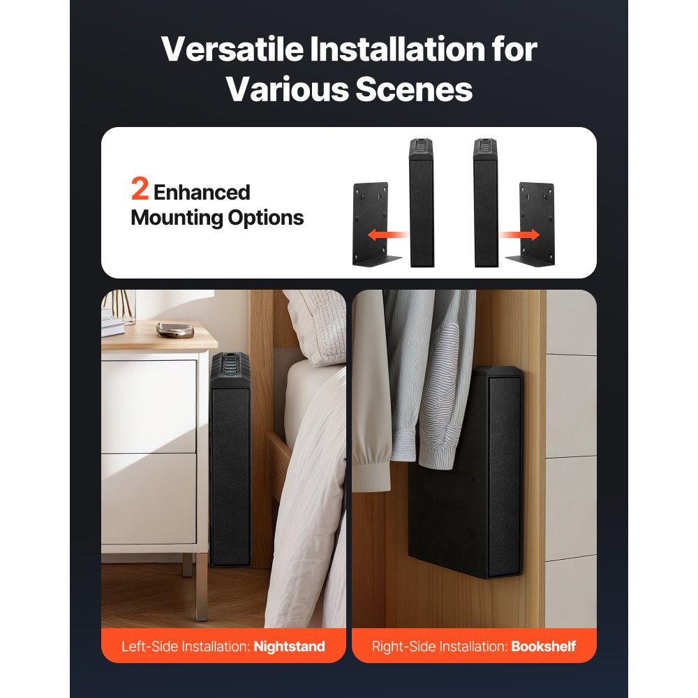 VEVOR Wapenkluis, Pistoolkluis met vingerafdruk/wachtwoord (vijf cijfers)/sleutel, Wapenkoffer met verlichting voor 1 pistool en magazijn, 23 x 7 x 32 cm, Wapenkoffer voor nachtkastje