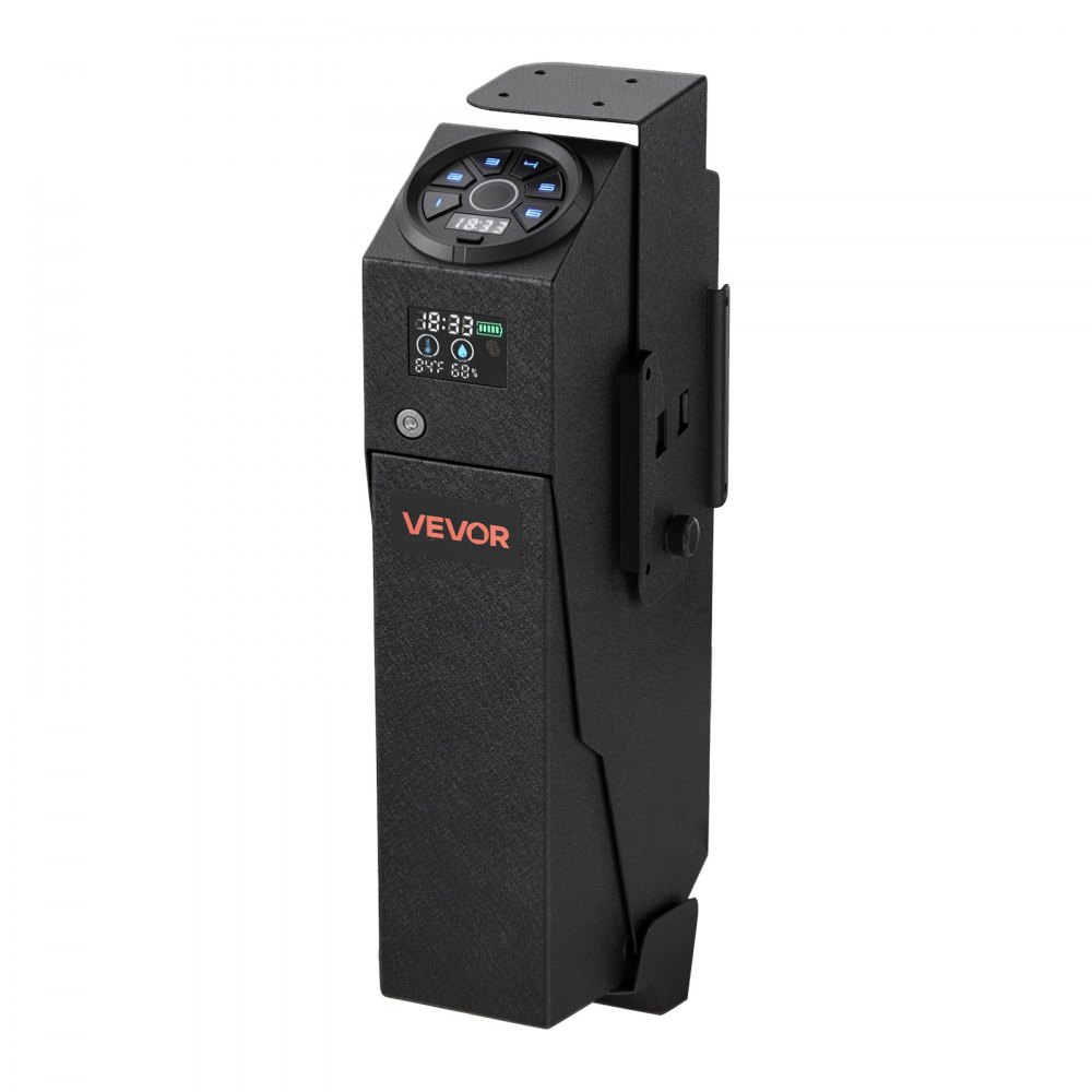 VEVOR Pistoolkluis, Pistoolkoffer, Wapenkluis, Afsluitbare kluis met 4-weg toegang, voor 1 pistool en 1 magazijn, Stalen constructie, met LCD-display, Automatische verlichting, Optionele stille modus, Zwart