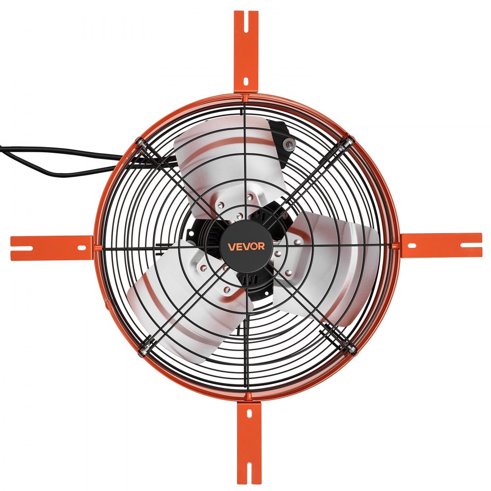 VEVOR Gevelventilator 38,1 cm, zolderventilator met een luchtstroom van 2803,4 m³/u, oranje, koeling en luchtcirculatie voor zolder, werkplaats en woning, behuizing van koolstofstaal, met thermostaat, netsnoer en bedieningskabel.