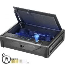VEVOR Pistoolkluis Pistoolkluis Wapenkoffer, Draagbaar 2 Pistolen Pistoolkluis Vingerafdruk, Sleutel of Wachtwoord Wapenkluis Koudgewalst Staal, 282 x 180,1 x 50 mm Wapenkast Wandkluis