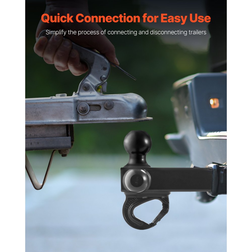 VEVOR Trailer Hitch, Tri-Ball Mount with Hook & Pin, Trailer Ball Size 1-7/8", 2" and 2-5/16", Fit 2-Inch Hitch Receiver, Max 10,000 lbs Ball Hitch, Towing Hitch for RVs, SUVs, ATVs, and Trucks, Black