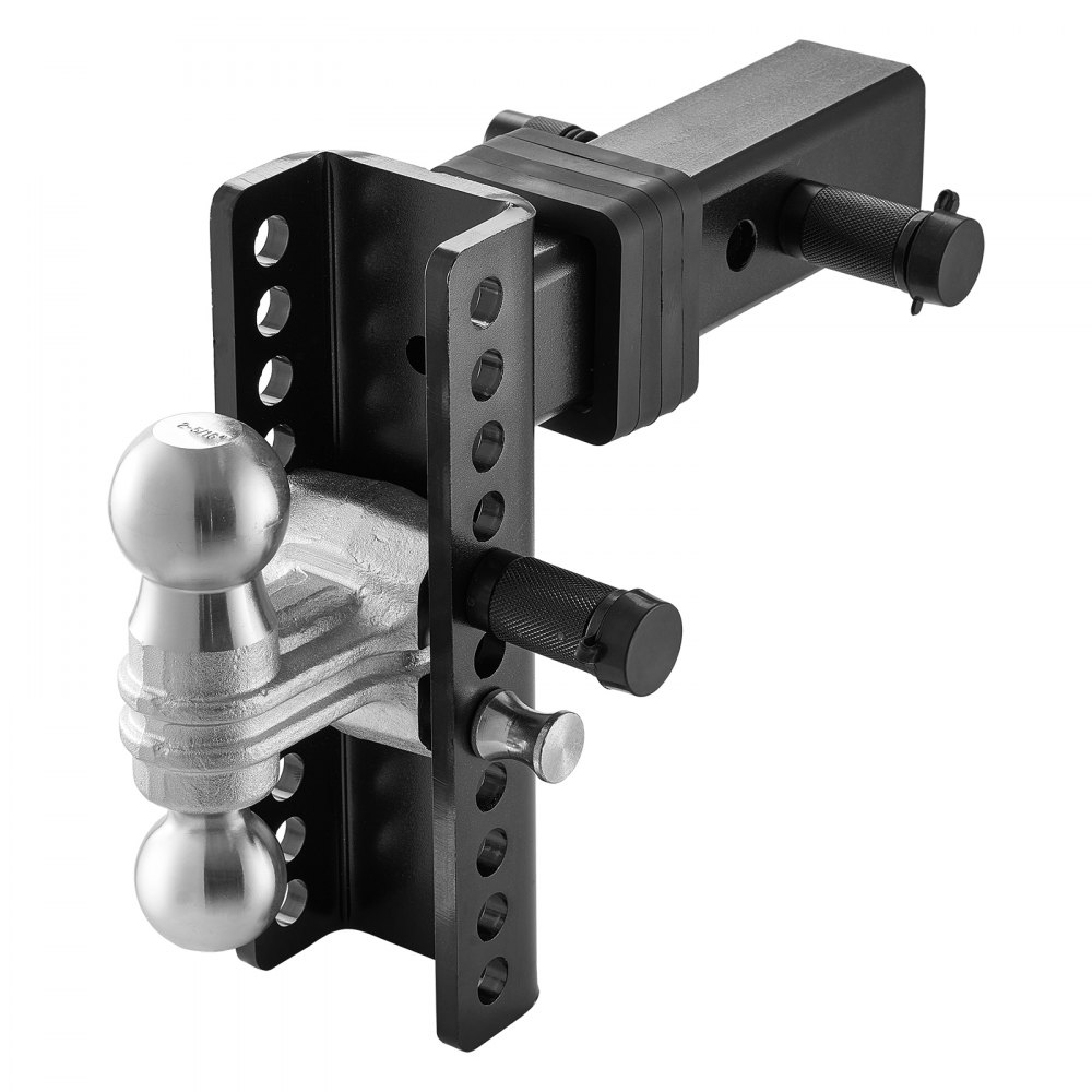 VEVOR Adjustable Trailer Hitch, 8" Drop Hitch Ball Mount, Fit 2.5" Receiver, Heavy Duty Trailer Tow Hitch with 2" & 2-5/16"Balls, 22000 lbs GTW, Receiver Hitch with Anti-Theft Pin, Solid Ball Mount
