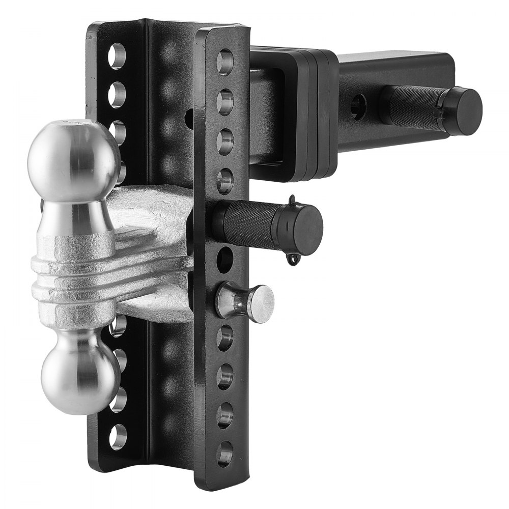 VEVOR Adjustable Trailer Hitch, 8" Drop Hitch Ball Mount, Fit 2.5" Receiver, Heavy Duty Trailer Tow Hitch with 2" & 2-5/16"Balls, 22000 lbs GTW, Receiver Hitch with Anti-Theft Pin, Solid Ball Mount