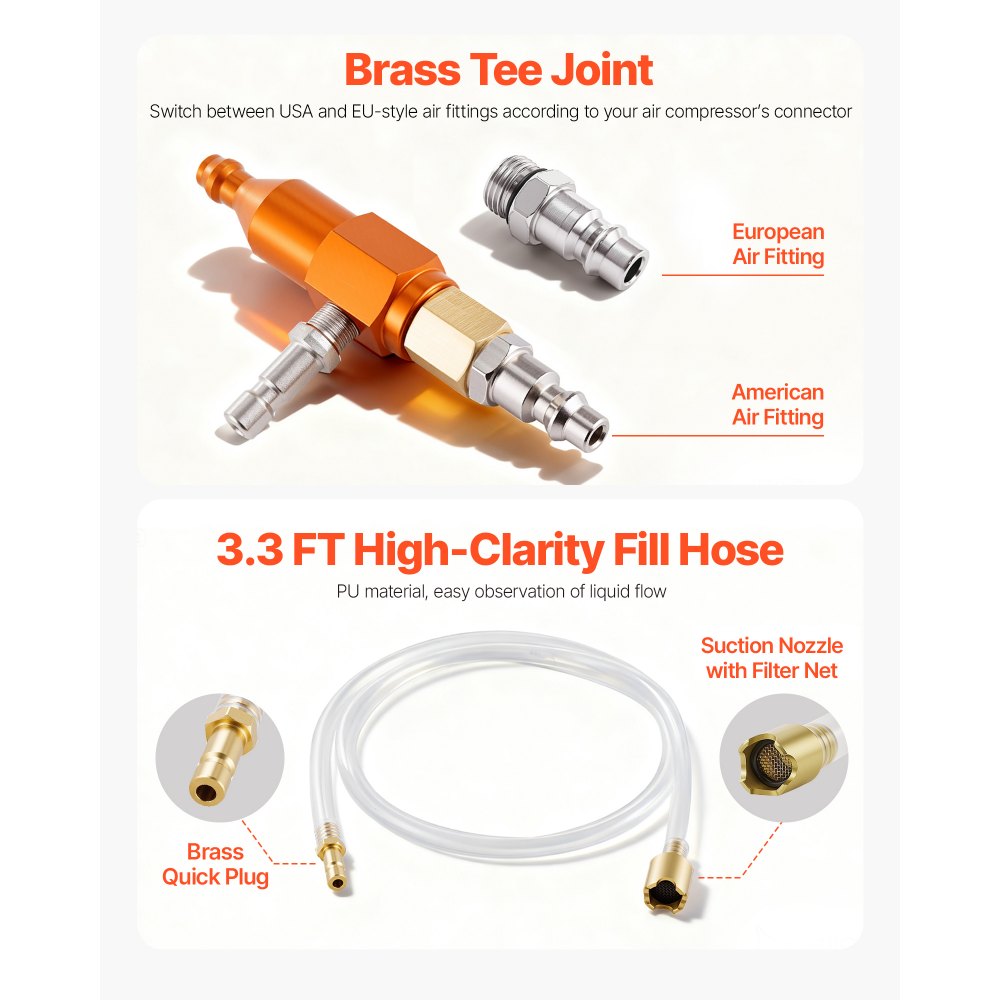 VEVOR Radiator Vacuum Refill Kit, vacuüm- en spoelvulset voor koelsystemen van voertuigen met manometer en gereedschapskist, universeel geschikt voor de meeste auto's, bestelwagens, SUV's en vrachtwagens