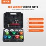 VEVOR 14 pcs Universal Radiator Pressure Tester Kit, Coolant Pressure Tester Kit with Manual Pump and Color-coded Steel Test Cap Adapters, with Toolbox, For Cars Motorcycles Trucks Cooling System