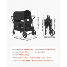 VEVOR Wagon-kinderwagen voor 4 kinderen, duw-trek-opvouwbare kinderwagen, 330 LBS-belasting