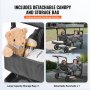 VEVOR Buggy voor 2 kinderen, opvouwbare duw-trek kinderwagen met verstelbare handgreep, allround harnas, afneembare kap, 4 wielen met remmen, multifunctionele tandemkinderwagen voor kamperen, donkergrijs