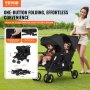 VEVOR Double Stroller, Foldable Lightweight Twin Stroller with Tandem Seating, Adjustable Backrest/Footrest, Wrap-Around Safety Harness, Storage Basket & Tray, for Newborn and Toddler (Black)