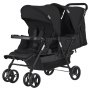 VEVOR Double Stroller, Foldable Lightweight Twin Stroller with Tandem Seating, Adjustable Backrest/Footrest, Wrap-Around Safety Harness, Storage Basket & Tray, for Newborn and Toddler (Black)