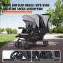 VEVOR Double Stroller, Foldable Lightweight Twin Stroller with Tandem Seating, Adjustable Backrest/Footrest, Wrap-Around Safety Harness, Storage Basket & Tray, for Newborn and Toddler (Dark Gray)