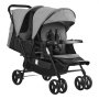VEVOR Double Stroller, Foldable Lightweight Twin Stroller with Tandem Seating, Adjustable Backrest/Footrest, Wrap-Around Safety Harness, Storage Basket & Tray, for Newborn and Toddler (Dark Gray)