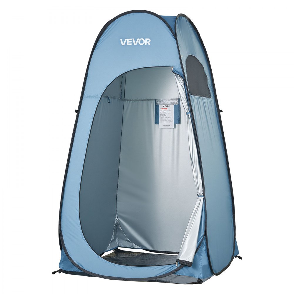 VEVOR Pop up Shower Tent, Instant Portable Privacy Tent Changing Room with Ground Stakes, Ropes, and Carry Bag, 190T Polyester with Silver Coating, Quick Setup, for Camping, Beach, Fishing, Blue