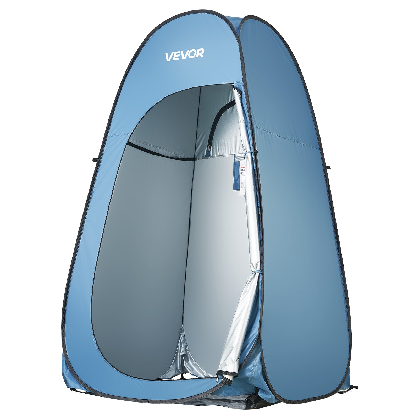 VEVOR Pop up Shower Tent, Instant Portable Privacy Tent Changing Room with Hanging Bag, Ground Stakes, Ropes, Carry Bag, 190T Polyester with Silver Coating, Quick Setup, for Camping, Beach, Fishing