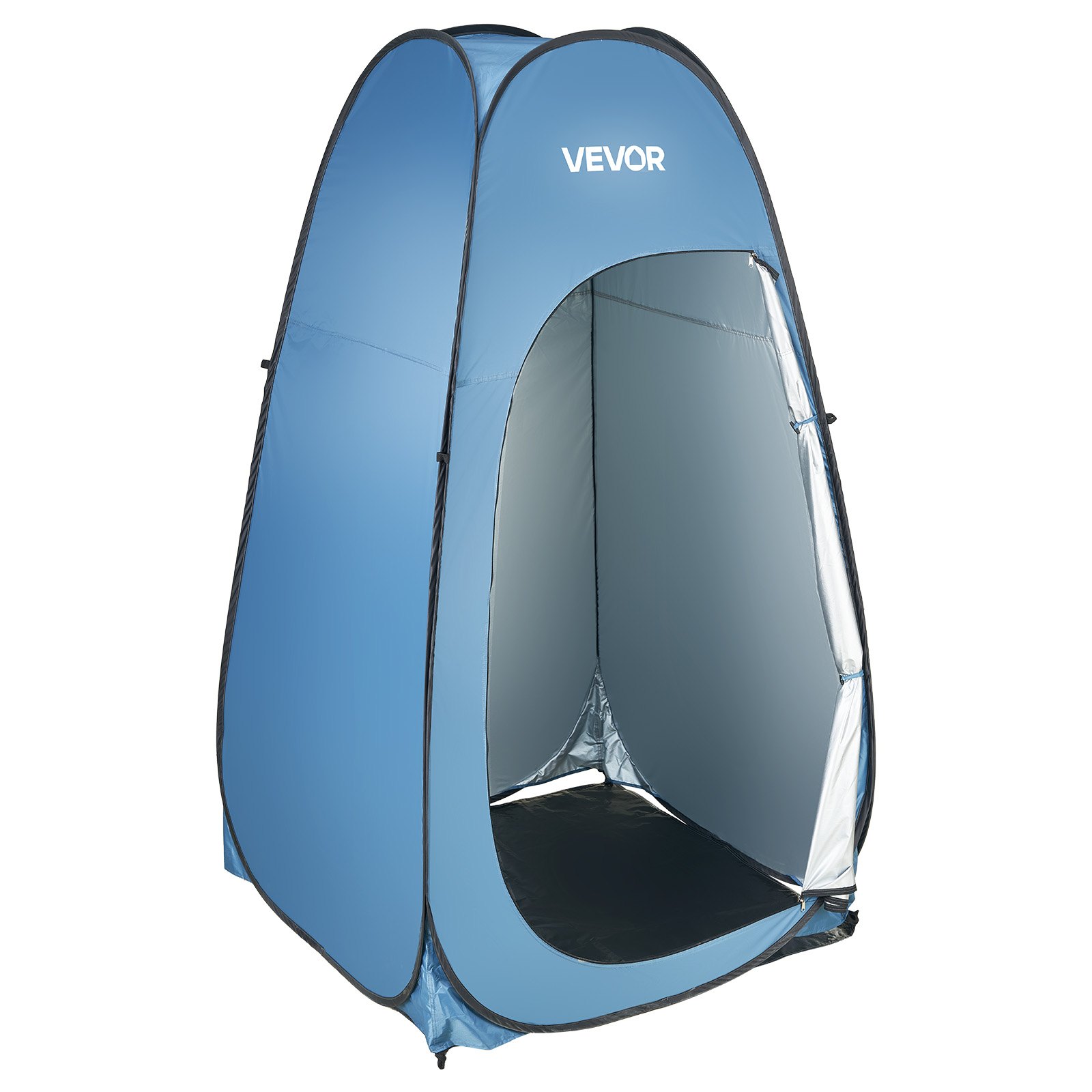 VEVOR Pop up Shower Tent, Instant Portable Privacy Tent Changing Room with Hanging Bag, Ground Stakes, Ropes, Carry Bag, 190T Polyester with Silver Coating, Quick Setup, for Camping, Beach, Fishing