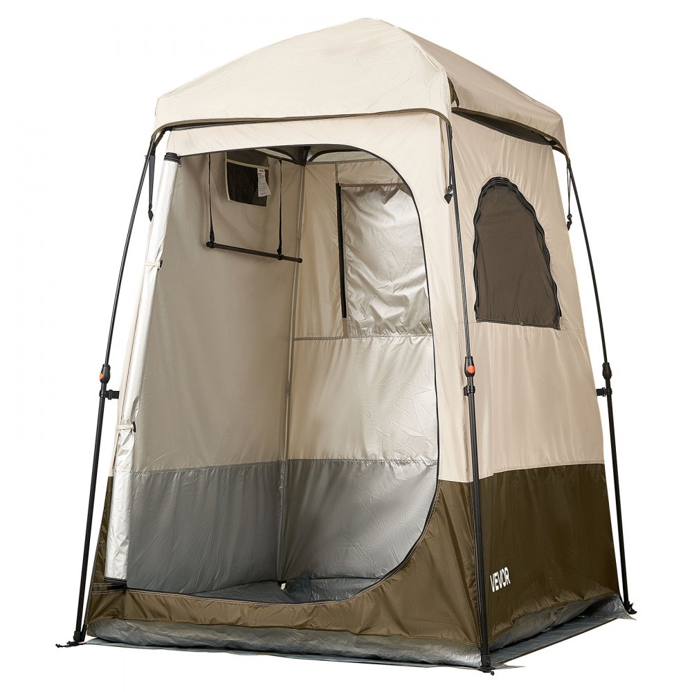 VEVOR 1-kamer douchetent, waterdichte toilettent (145x145x215 cm), omkleedtent incl. haringen, touwen, draagtas en dwarsbalk, gemaakt van 210D Oxford-stof voor kamperen, strand, vissen, kaki