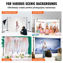 VEVOR Photo Backdrop Professional Photography Backdrop 3048 x 3048 mm Backdrop Fabric Size Studio Props Backdrop Adjustable Pipe and Curtain Stand Weddings Party Setups