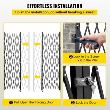 VEVOR Double Folding Security Gate, 5\' H x 10\' W Folding Door Gate, Steel Accordion Security Gate, Flexible Expanding Security Gate, 360° Rolling Barricade Gate, Scissor Gate or Door with Keys