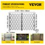 VEVOR security gate, 12.5ft x 7.1ft, in factory, shop, and courtyard settings.