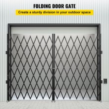 VEVOR Double Folding Security Gate, 6-1/2' H x 12' W Folding Door Gate, Steel Accordion Security Gate, Flexible Expanding Security Gate, 360° Rolling Barricade Gate, Scissor Gate or Door with Keys