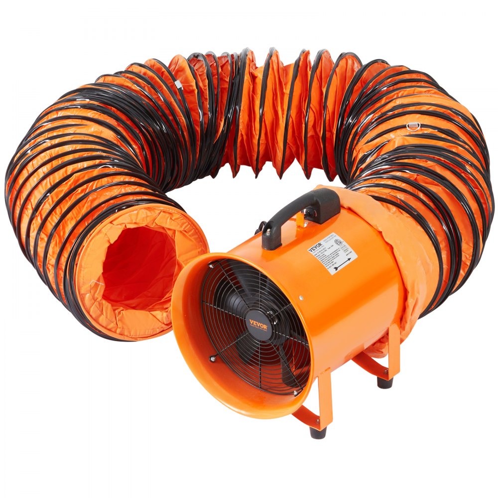 VEVOR construction fan 300W AC motor construction fan 2830 rpm construction fan blower 1720 CFM (2922 m3/h) axial fan 10 m hose axial fan 79 dB noise level industrial fan IP44