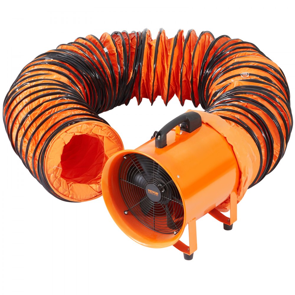 VEVOR construction fan 365W AC motor construction fan 2810 rpm construction fan blower 1214 L/s (2574 CFM) axial fan 10 m hose axial fan 79 dB noise level industrial fan IP44