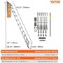 VEVOR Attic Ladder Telescoping, 350-pound Capacity, 39.37" x 23.6", Multi-Purpose Aluminium Extension, Lightweight and Portable, Fits 9.8'-10.5' Ceiling Heights, Convenient Access to Your Attic Standa