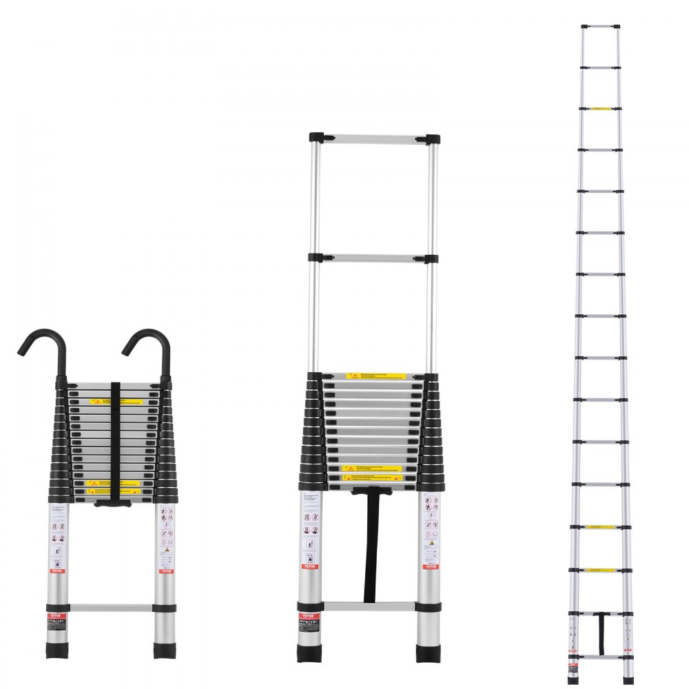 VEVOR telescoopladder, trapladder, vouwladder, uitschuifbare ladder, 170 kg, 6 m