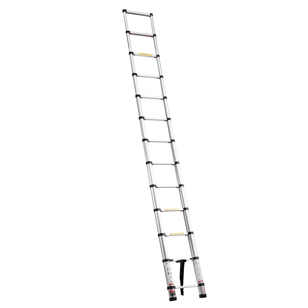 VEVOR Telescopische Ladder 3740 mm, Aluminium Opvouwbare Ladder met Eén Hand Uitschuiffunctie, Multifunctionele Ladder, Draagvermogen tot 150 kg, Trapladder, Huishoudladder, Buitenladder, voor Huis, Tuin & Zolder