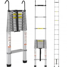 VEVOR 5.54 m telescopic ladder, non-slip folding ladder, 112 x 49 x 8.5 cm, step ladder with locking system, multi-purpose ladder, aluminum alloy, 190 kg load capacity, ideal for home repairs, decoration, wall painting