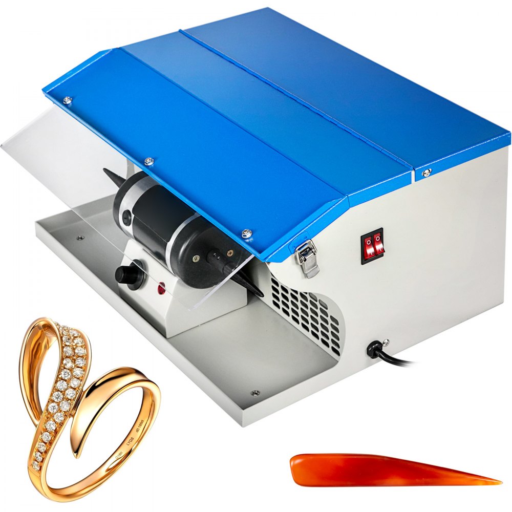 VEVOR Jewelry Polishing Machine Buffing Machine Benchtop Jewelry Polishing Tool Dust Collector Buffing Table Top Jewelry Buffer Polisher Machine With Light Polishing Buffing Machine