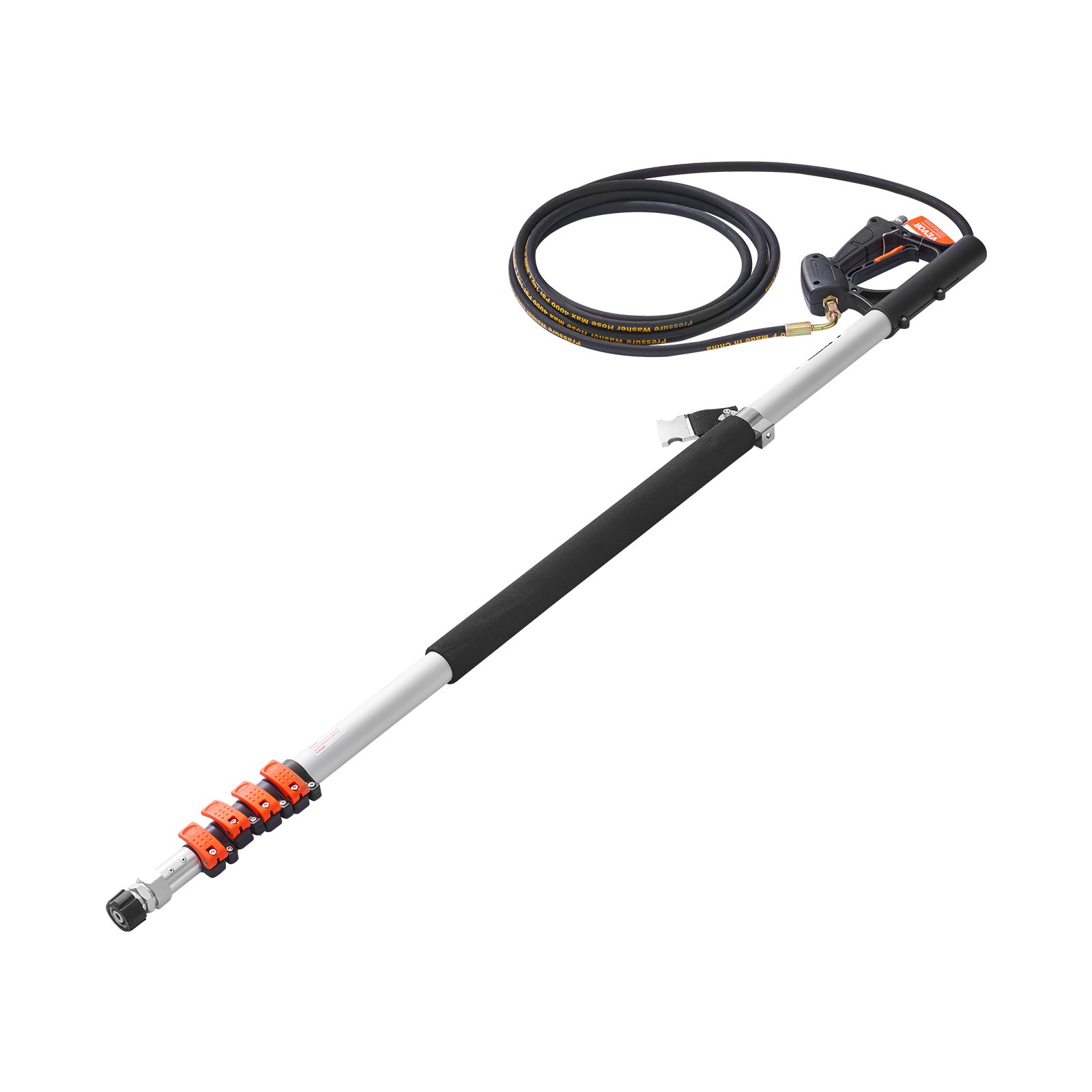 VEVOR Pressure Washer Telescoping Wand, 24 ft, 4000 psi, Telescopic Spray Wand with Power Washer Extension Wands, Gutter Cleaner, Brush Head, Pivoting Coupler, 7 Spray Nozzles and Support Harness