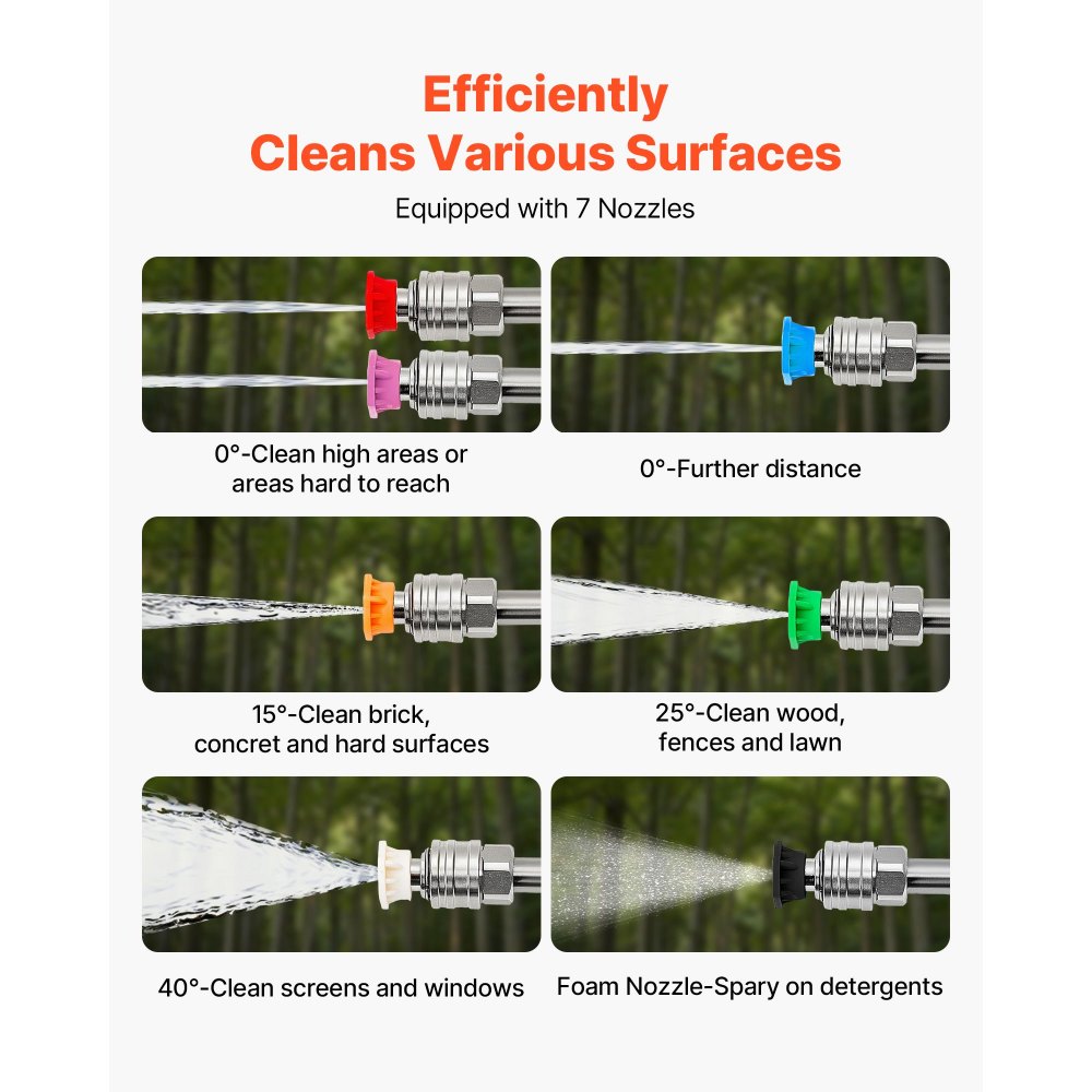 VEVOR 25 FT Pressure Washer Telescoping Wand, with Power Washer Extension Wands & High Pressure Hose, Brush Head, 7 Nozzles, Hose Adapter, Upgrade Support Belt, Storage Bag, 4000 PSI for High Cleaning
