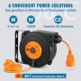 VEVOR Retractable Extension Cord Reel, 29.53 ft / 9 m, 1000W Heavy Duty Retractable Power Cord with 3.28 ft / 1 m Lead-in Cord Overheat Protection Adjustable Cord Stopper, for Ceiling or Wall Mount