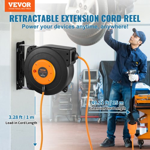 MASKO® Automatische kabelhaspel, verlengkabel 10 m met 3-voudige aansluiting, 180° draaibaar, 1,5 m toevoerleiding, wandhouder, kabelhaspel, automatische stroomtrommel, inclusief handschoenen MASKO® Automatische kabelhaspel, verlengkabel 10 m met 3-voudige aansluiting, 180° draaibaar, 1,5 m toevoerleiding, wandhouder, kabelhaspel, automatische stroomtrommel, inclusief handschoenen