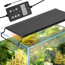 VEVOR Aquarium Light with LCD Monitor, 14W Full Spectrum Aquarium Light with 24/7 Natural Mode, Adjustable Brightness and Timer - Aluminum Alloy Housing, Extendable Brackets 30-46cm