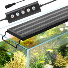 VEVOR Aquariumlicht, 18W volledig spectrum aquariumlicht met 5 niveaus instelbare helderheid, timer en uitschakelgeheugen, met ABS-schaal uitschuifbare beugels 61-76cm zoetwater zoetwater aquarium
