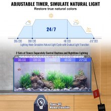 VEVOR Aquarium Light with LCD Monitor, 22W Full Spectrum Aquarium Light with 24/7 Natural Mode, Adjustable Brightness & Timer - Aluminum Alloy Housing, Extendable Brackets 24-30 inch