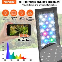 VEVOR Aquarium Light, 26W Full Spectrum Aquarium Light with 24/7 Natural Mode, Adjustable Timer and 5 Level Brightness, with Extendable Brackets for 30-36 Inch Freshwater Planted Aquariums
