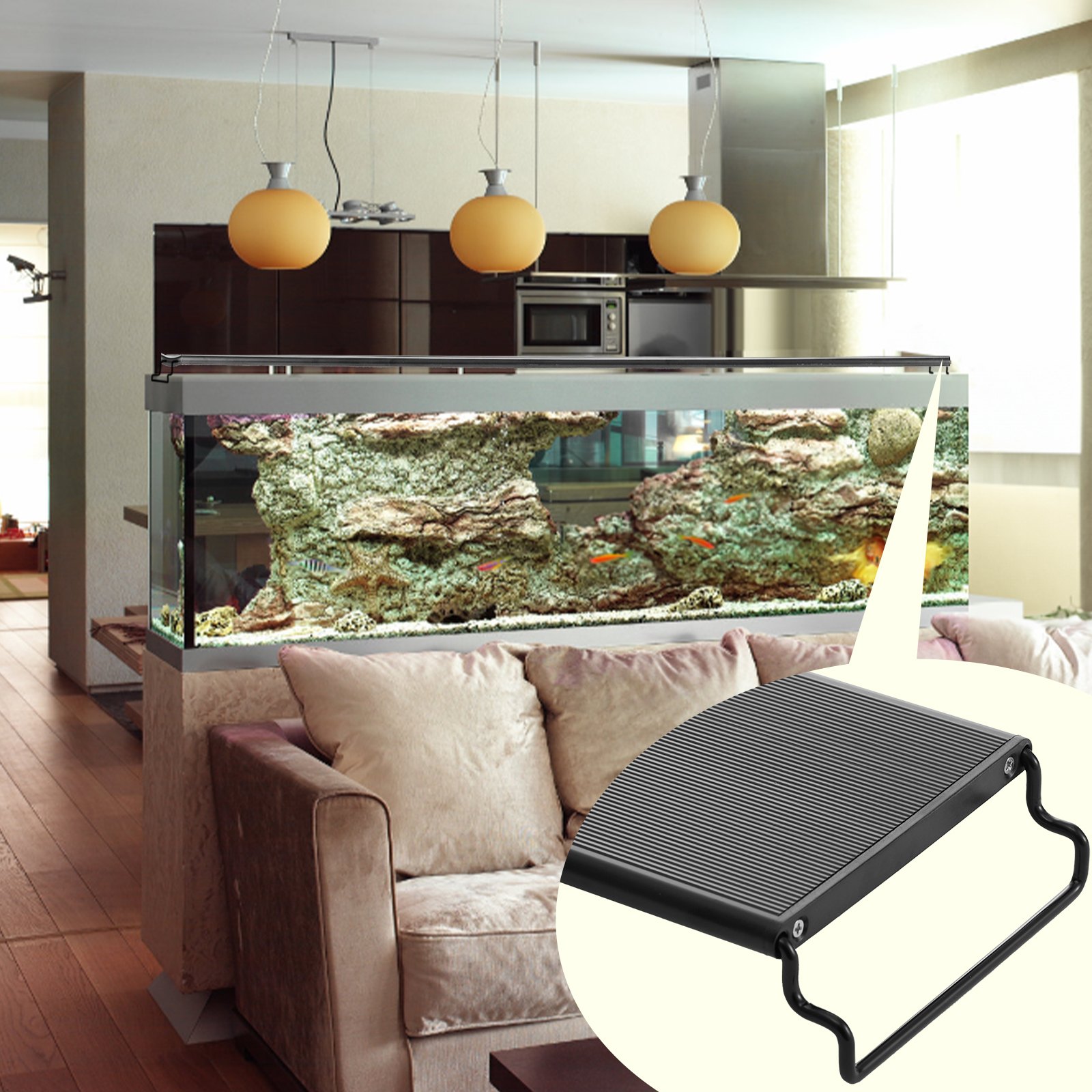 VEVOR Aquarium Light with LCD Monitor, 24W Full Spectrum Fish Tank Light with 24/7 Natural Mode, Adjustable Brightness & Timer - Aluminum Alloy Shell Extendable Brackets for 30"-36" Freshwater Tank