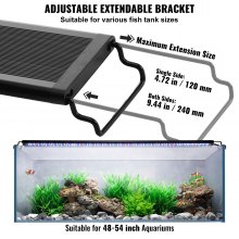 VEVOR 48W Full Spectrum Aquarium Light with 24/7 Natural Mode, Adjustable Timer & 5 Level Brightness, with Extendable Aluminum Alloy Brackets for 48-54 inch Freshwater Aquariums