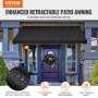 VEVOR 138 x 47" Patio Awning Retractable, Awning Sunshade Shelter with Manual Crank Handle, Outdoor Patio Canopy Sunsetter Deck, Adjustable Height from 86 to 122 in, for Patio/Balcony/Yard, Black