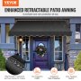 VEVOR 98 x 47" Patio Awning Retractable, Awning Sunshade Shelter with Manual Crank Handle, Outdoor Patio Canopy Sunsetter Deck, Adjustable Height from 86 to 122 in, for Patio/Balcony/Yard, Black