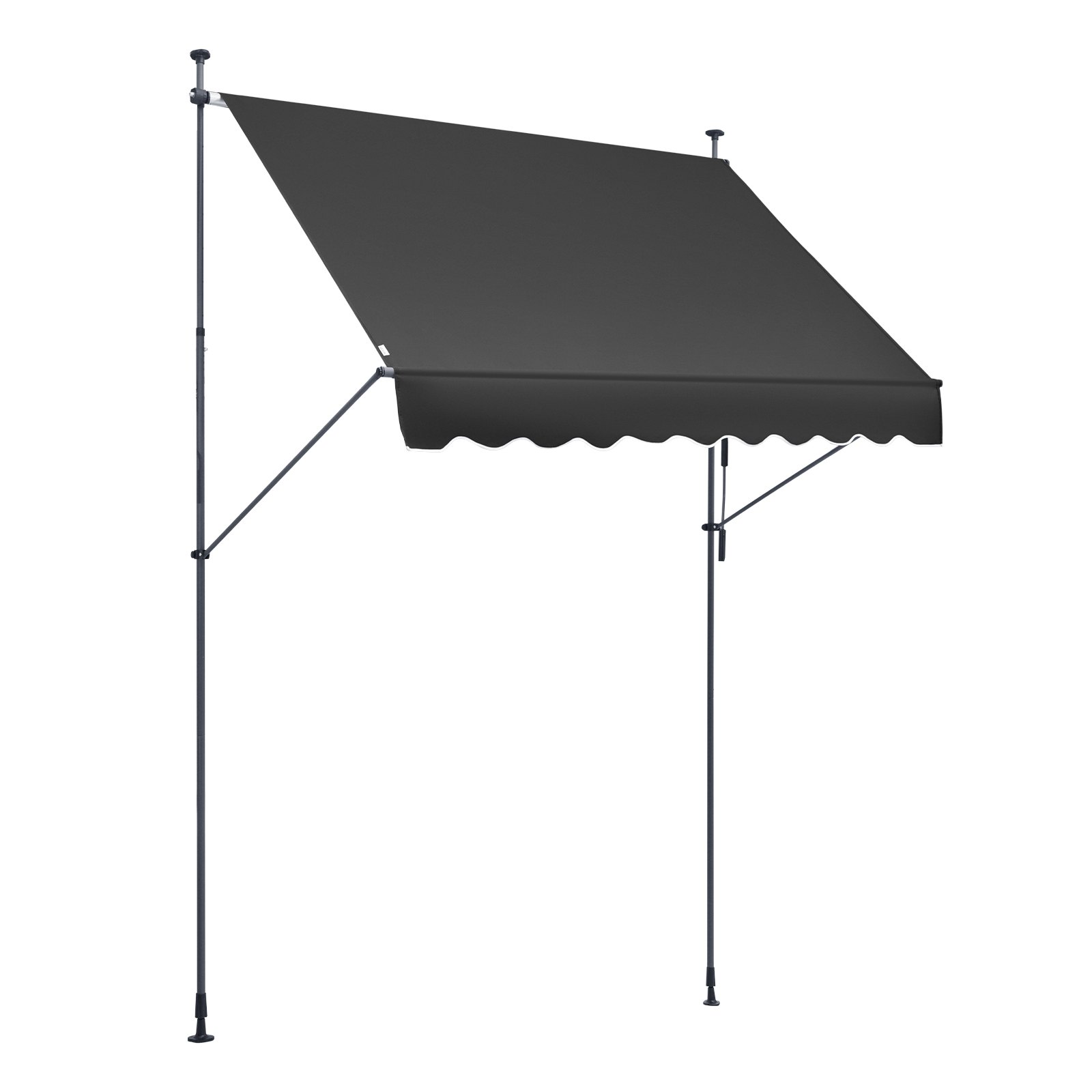 VEVOR 98 x 47" Patio Awning Retractable, Awning Sunshade Shelter with Manual Crank Handle, Outdoor Patio Canopy Sunsetter Deck, Adjustable Height from 86 to 122 in, for Patio/Balcony/Yard, Black